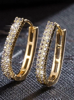Luxury Full Paved CZ Hoop Earrings for Women Simple Elegant