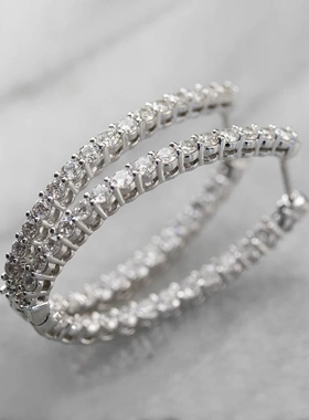 Dainty Oval Hoop Earring for Women Micro Paved CZ Stone