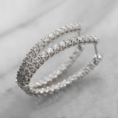 Dainty Oval Hoop Earring for Women Micro Paved CZ Stone