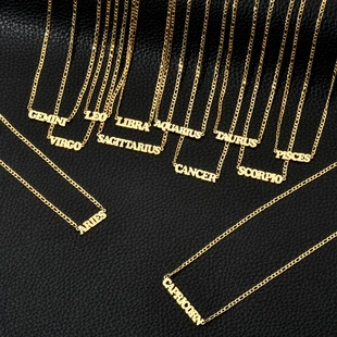12 Zodiac Letter Stainless Steel Necklaces For Women
