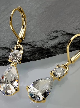 Simple Elegant Waterdrop CZ Dangle Earrings for Women