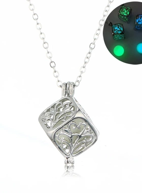 Luminous Square Tree of Life necklace Hollow Glow In The