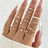 Trendy Women Simple Rings 23Pcs For Knuckle Set Crystal