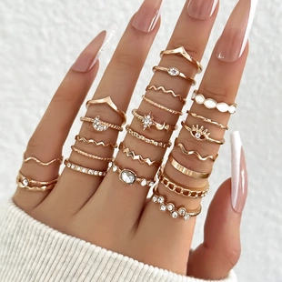 Knuckle Rings Set 23Pcs Women Simple For Crystal Trendy