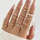 Trendy Women Simple Rings 23Pcs For Knuckle Set Crystal