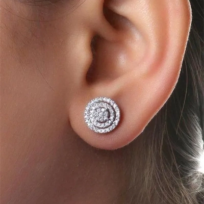 Circle Stud Earrings Silver Color Exquisite Ear Piercing