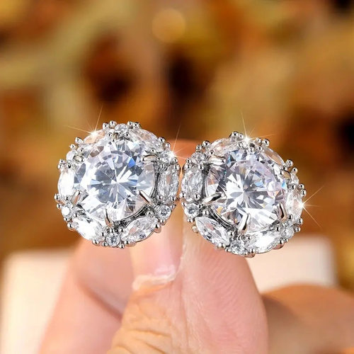 High-grade Round Earrings Luxury Crystal Female Earrings