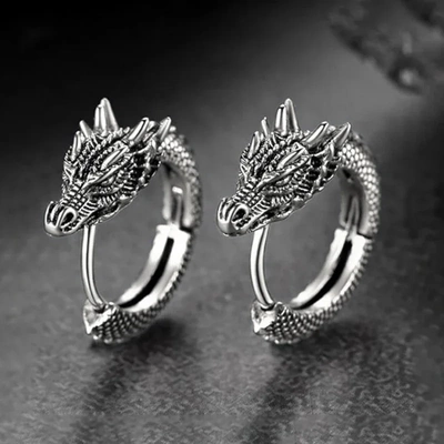 Personality Chinese Dragon Hoop Earrings for Women/Men