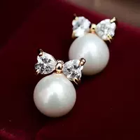 Luxury CZ Imitation Pearl Earrings for Women Silver Color thumbnail 4