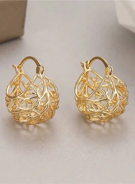 Gold Color Hollow Hoop Earrings Women Newly Designed