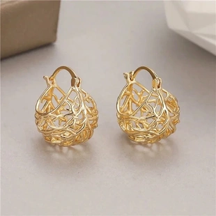 Gold Color Hollow Hoop Earrings Women Newly Designed