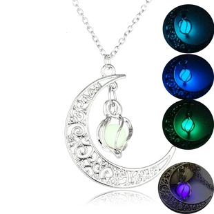 Glowing In The Dark Necklaces For Women Hollow Sun Moon