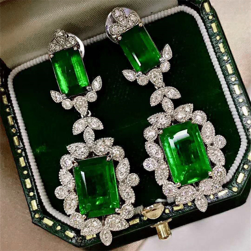 Luxury Inlaid Imitation Princess Square Diamond Earrings