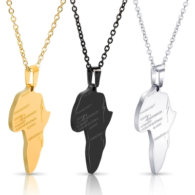 Hip Hop Africa Necklace For Men Stainless Steel Irregular