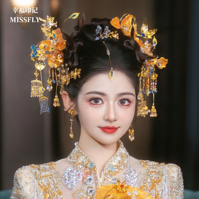 金色秀禾龙凤褂新娘头饰