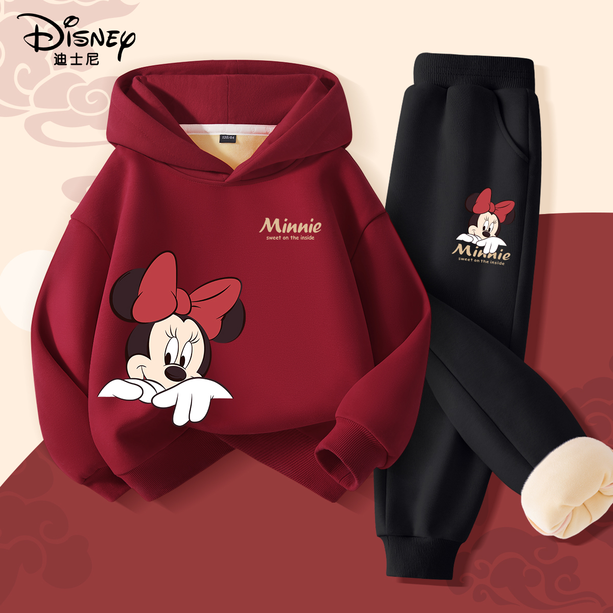 迪士尼女童套装加绒加厚冬装