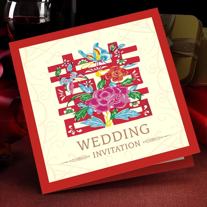 YesIDo 请帖结婚创意2021中式剪纸喜字 婚庆用品请柬个性定制照片