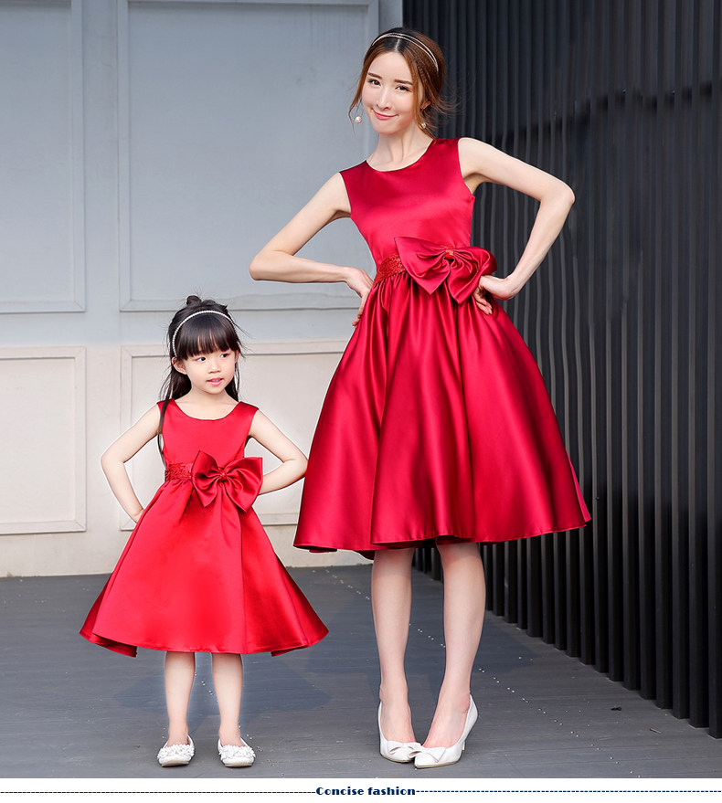 2026新款六一演出服亲子装母女礼服公主裙童装红色蓝色儿童礼服短