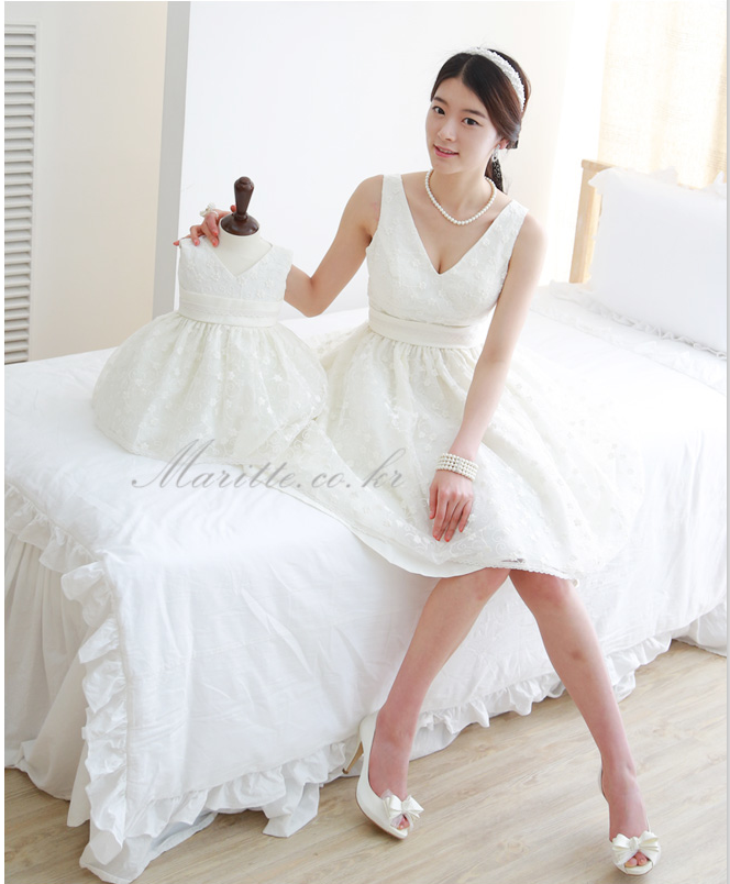 儿童亲子装婚纱礼服裙花童裙母女礼服公主裙表演服摄影周岁生日裙