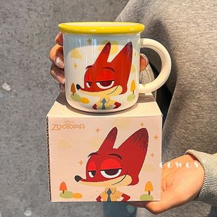 疯狂动物城陶瓷马克杯朱迪尼克情侣水杯子高颜值刻度早餐杯咖啡杯