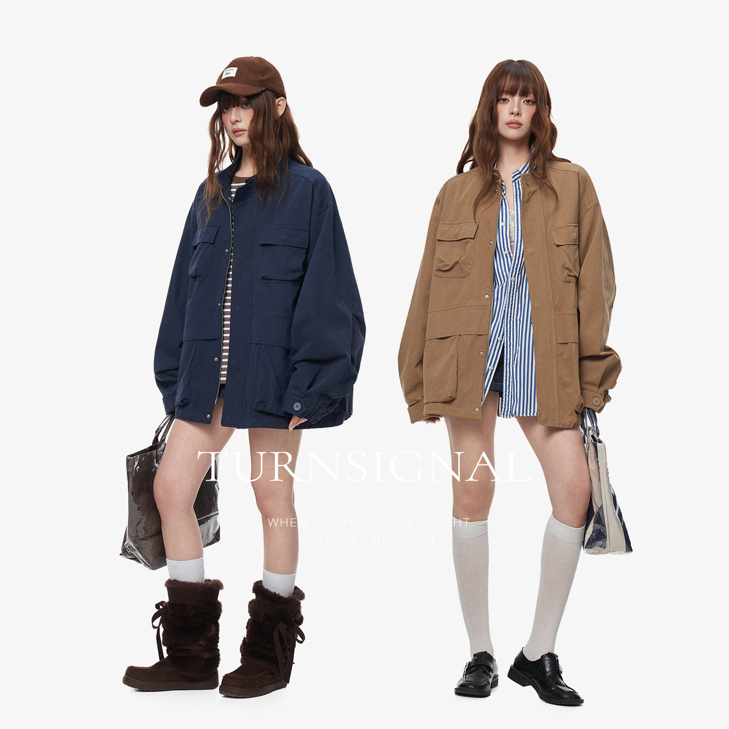 TurnSignal时尚立领工装外套女图片