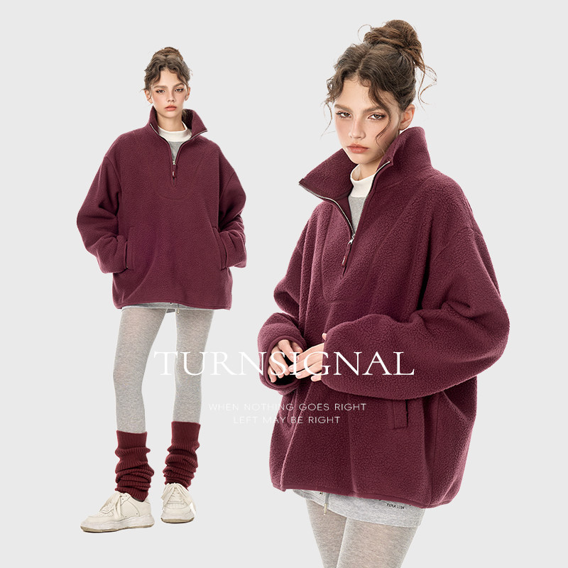 TurnSignal颗粒绒套头外套女图片