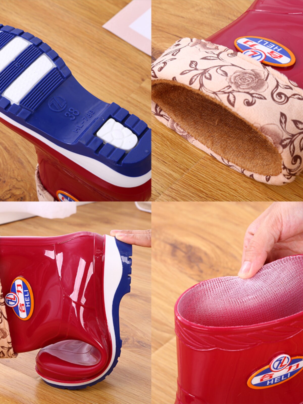 SHORT-TUBE RAIN BOOTS LADIES NON-SLIP WEAR-RESISTANT WATER SHOES COMFORTABLE WATERPROOF RUBBER SHOES PLUS VELVET WARM WATER BOOTS LABOR PROTECTION MID-TUBE RAIN BOOTS