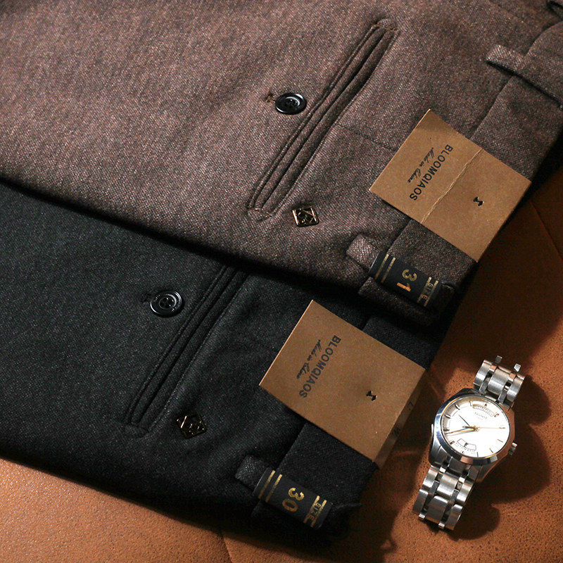 2025秋冬款新品毛呢裤子男士毛料直筒商务磨毛加厚羊毛休闲裤冬季