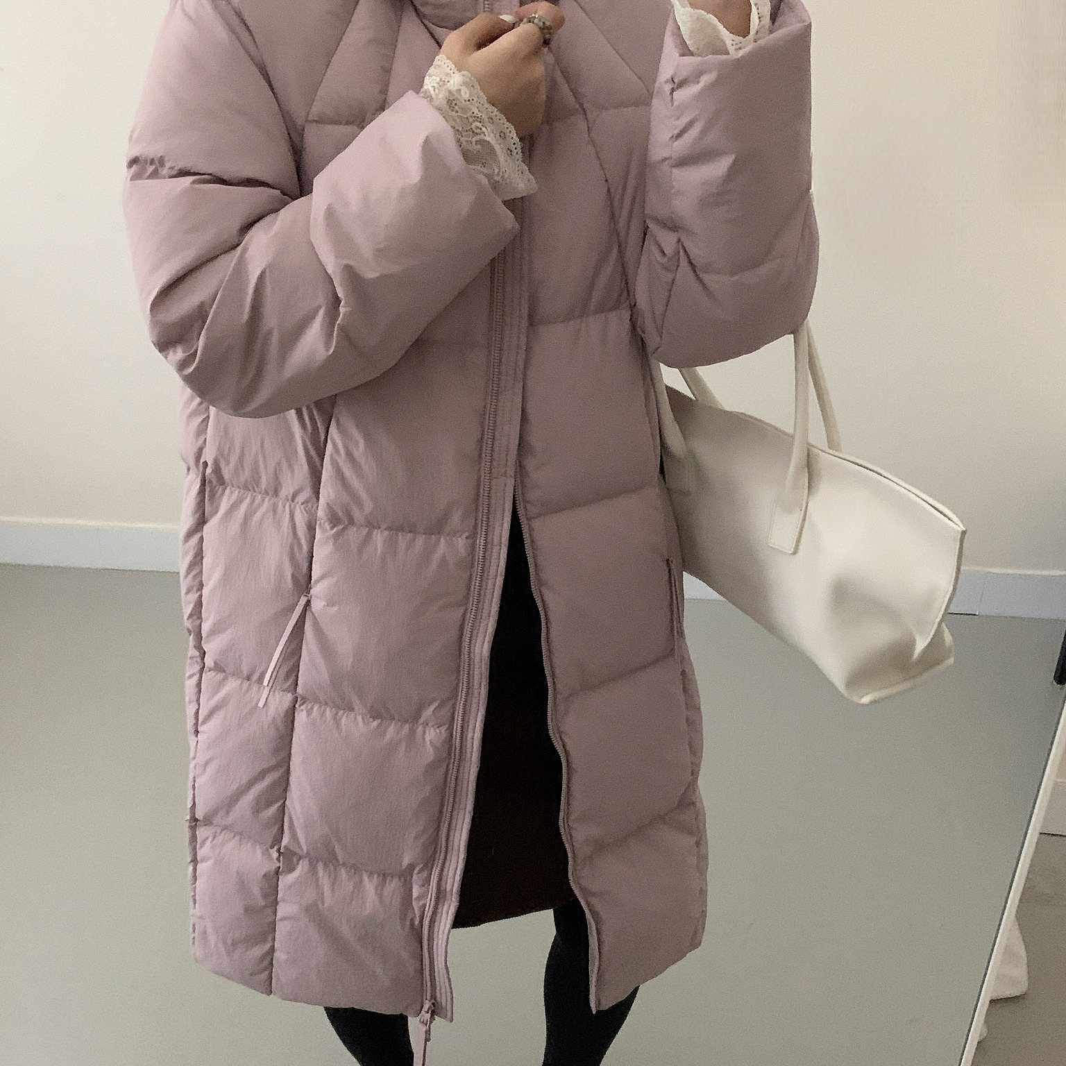 矢悦2025新款韩版白鸭绒加厚中长款羽绒服女保暖连帽粉色冬季外套