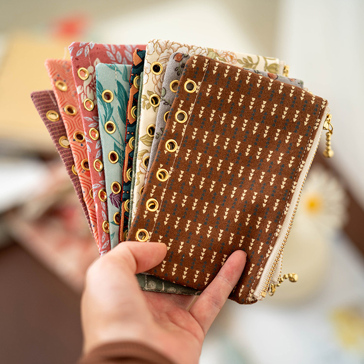 国产花布艺活页拉链袋拉链包手账本配件六孔布艺手账收纳包收纳袋,节庆用品/礼品,创意零钱包,淘宝优惠券,粉丝福利购,淘宝优惠卷