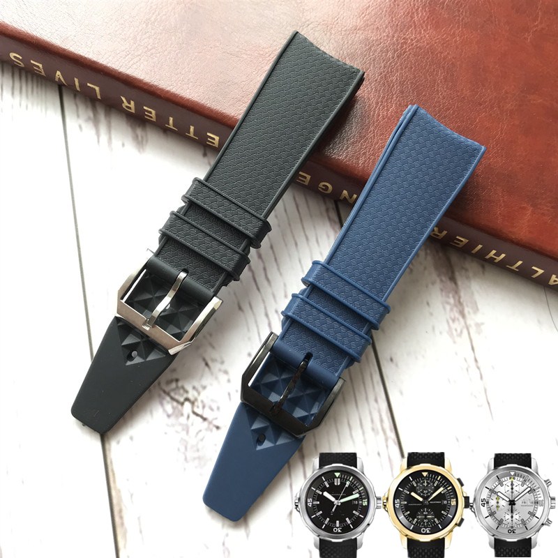 适用IWC万国天然硅胶橡胶表带硅胶表带海洋时计IW323101配件22mm