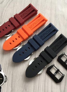 代用替换沛纳海手表带灰色PAM441/359/312/616橡胶带针扣24mm22mm