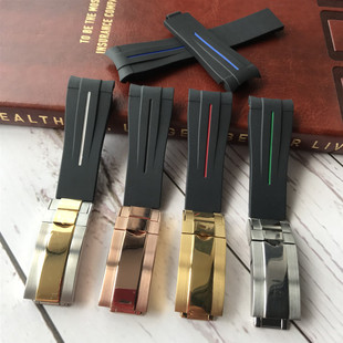 硅胶手表带 代用劳力士rubber b潜水者GMT迪通拿黑绿水鬼橡胶20mm