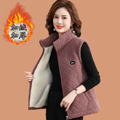中年妈妈秋冬装 颗粒绒马甲外套中老年女装 洋气加绒羊羔绒坎肩马夹