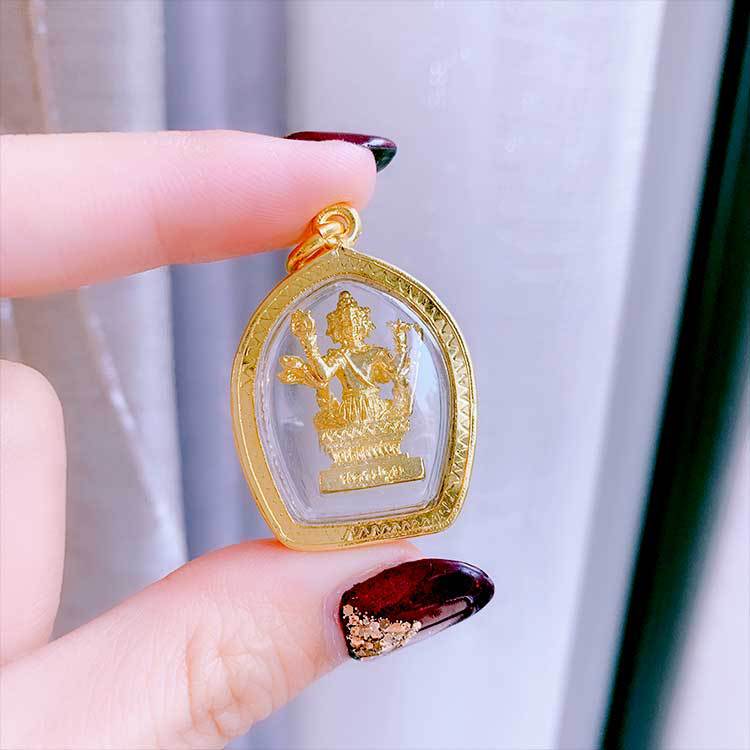 泰国正品佛牌龙婆本龙婆三安迷你四面佛神三圣色男女款神牌吊饰坠