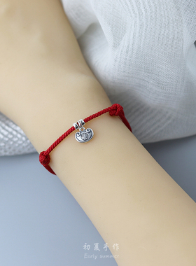 简约s999足银平安锁情侣男女手绳