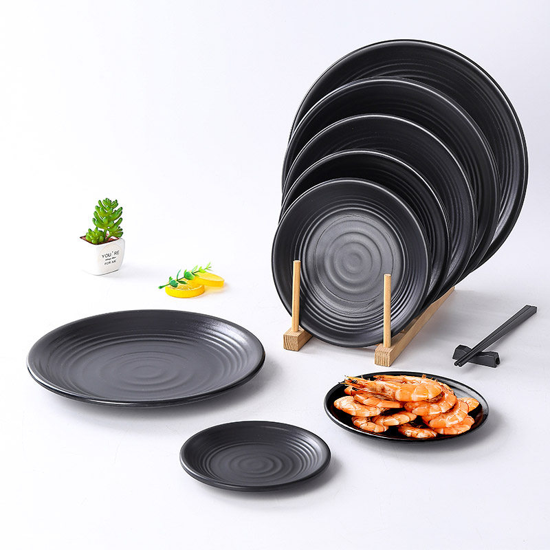 密胺黑色磨砂圆盘餐具ktv酒吧仿瓷小吃盘饭店盘骨碟菜碟浅盘商用,餐饮具,盘,淘宝优惠券,粉丝福利购,淘宝优惠卷