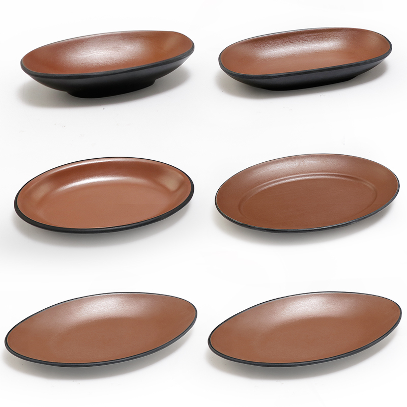密胺椭圆形盘子创意日式复古餐厅