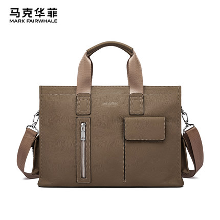 马克华菲男士新款公文包真皮笔记本电脑包大容量斜挎高级感手提包