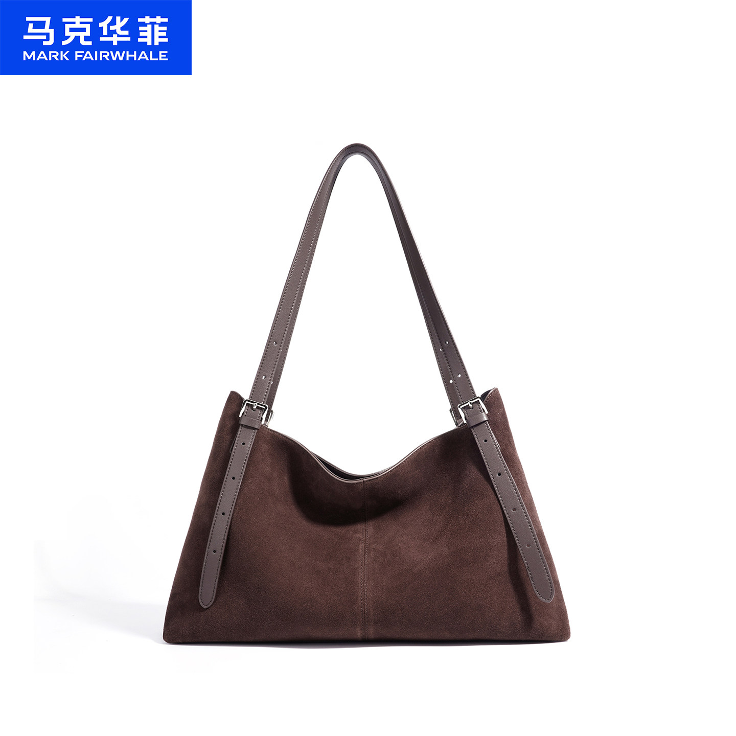 马克华菲秋冬新款大容量复古时尚托特包女皮绒复古通勤单肩斜挎包