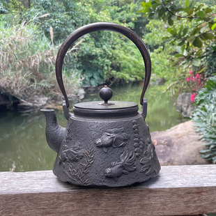 铸铁茶壶家用煮茶烧水壶纯手工复古岩肌无涂层茶具摆设 原铁壶日式