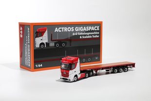 拖车汽车模型 GCD benz奔驰Actros 3轴拖头配可伸缩拖挂 拖板