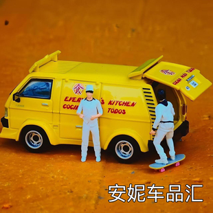 2025佛山展-1/64 MK 三菱得利卡 快餐车含人偶 合金汽车模型