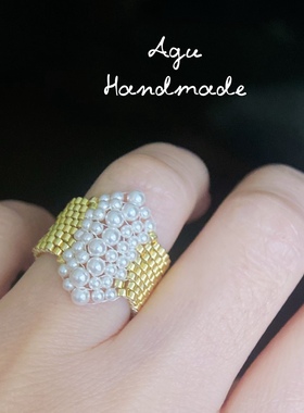 施家珍珠戒指日本进口古董珠手工饰品编织