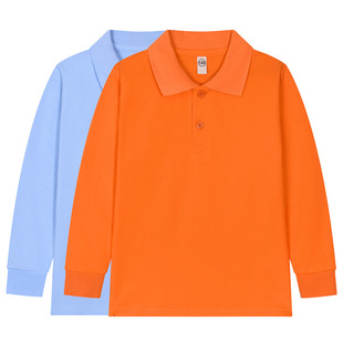 男童秋季polo衫长袖t恤儿童全棉校服女童翻领园服白色打底衫