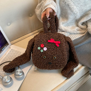 泰迪小狗双肩包2025新款 毛绒可爱女生单肩包卡通背包百搭学生书包