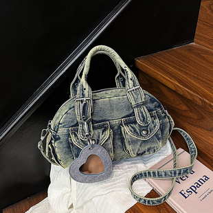 春夏包包女2026新款复古牛仔枕头包高级感小众单肩斜挎包