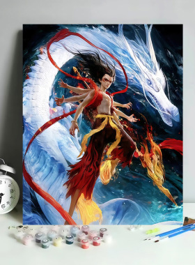 哪吒之魔童闹海数字油画diy手工填色油彩画卡通动漫手绘油画批发