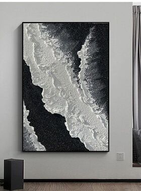 书艳画室纯手绘油画定制波浪风景挂画轻奢壁挂玄关客厅卧室装饰画