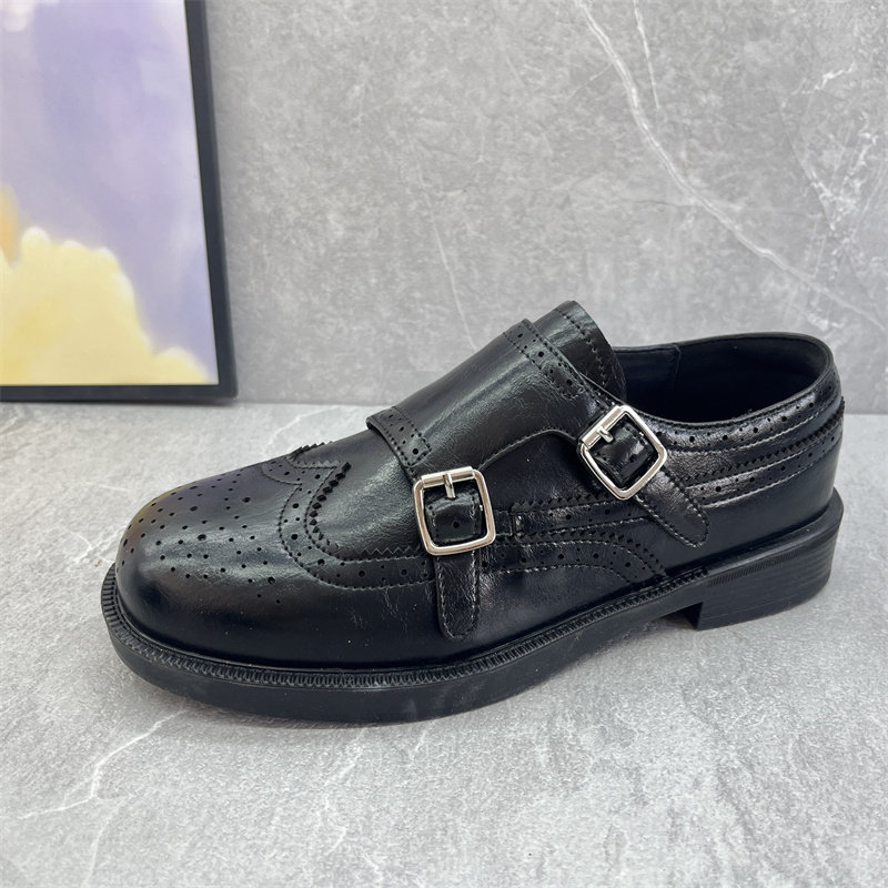 2026春季英伦风布洛克乐福鞋女黑色软底防滑双扣带低跟时尚单皮鞋,女鞋,乐福鞋（豆豆鞋）,淘宝优惠券,粉丝福利购,淘宝优惠卷